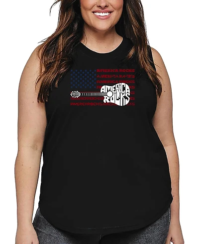 La pop Art Plus America Rocks Word Tank Top