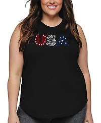 La Pop Art Plus Usa Fireworks Word Tank Top