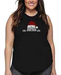 La Pop Art Plus Christmas Peeking Dog Word Tank Top