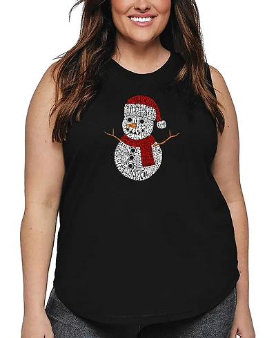 La Pop Art Plus Christmas Snowman Word Tank Top