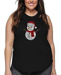 La Pop Art Plus Christmas Snowman Word Tank Top