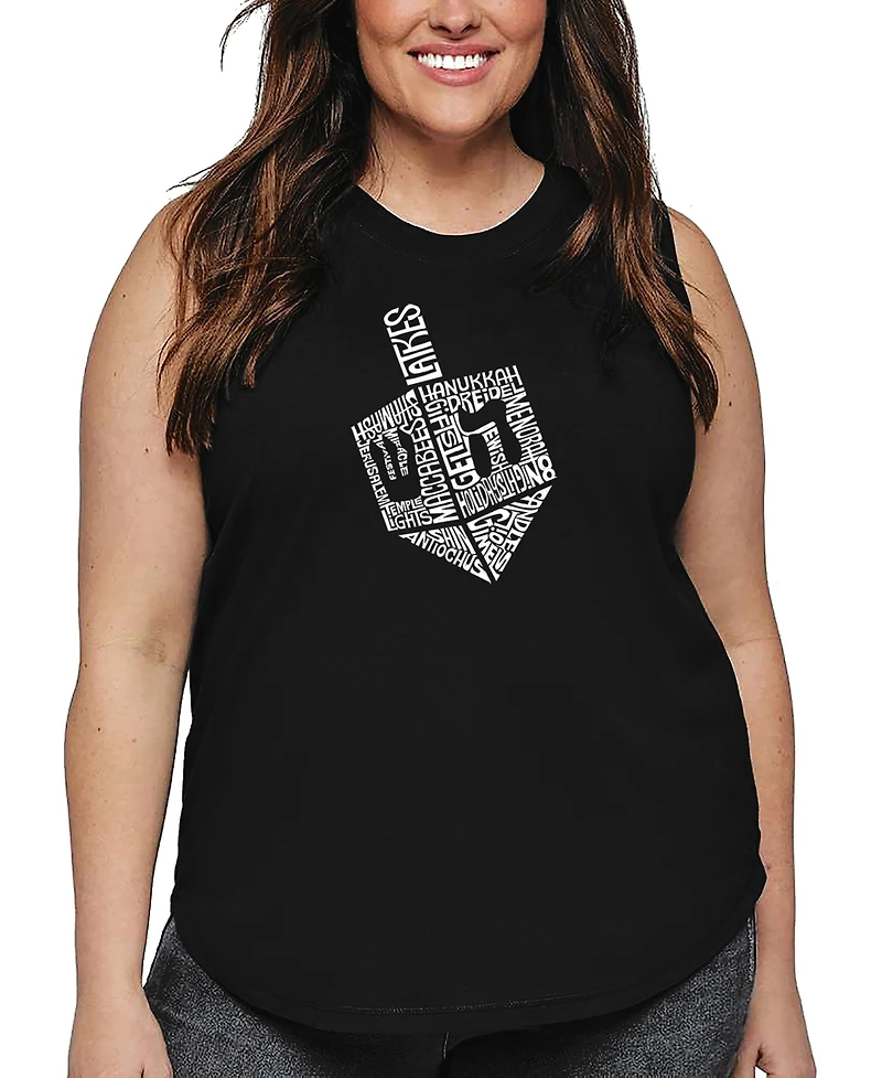 La Pop Art Plus Hanukkah Dreidel Word Tank Top