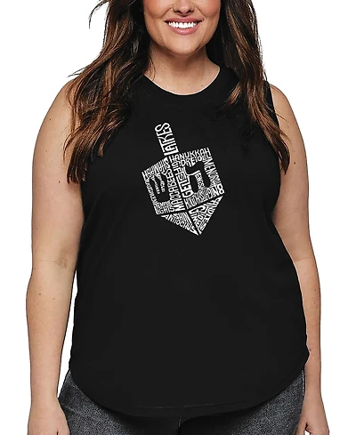 La Pop Art Plus Hanukkah Dreidel Word Tank Top