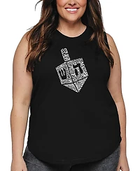 La Pop Art Plus Hanukkah Dreidel Word Tank Top