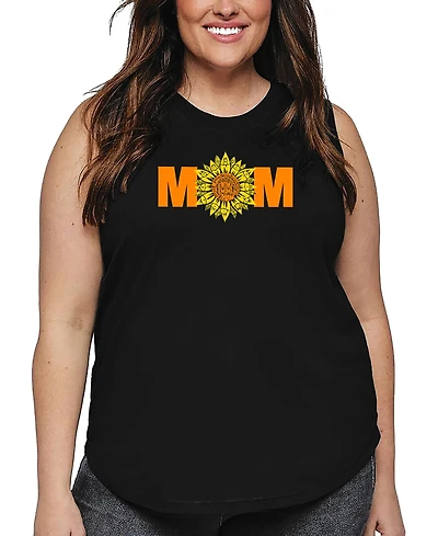 La Pop Art Plus Mom Sunflower Word Tank Top