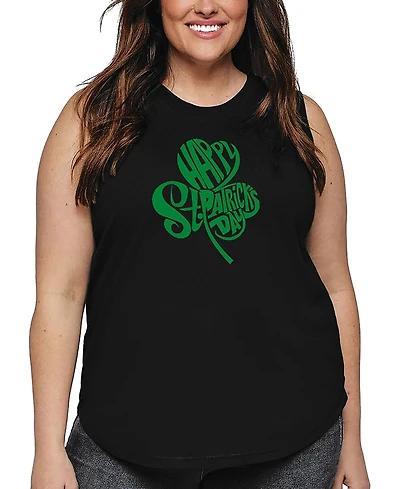 La Pop Art Plus St. Patrick's Day Shamrock Word Tank Top
