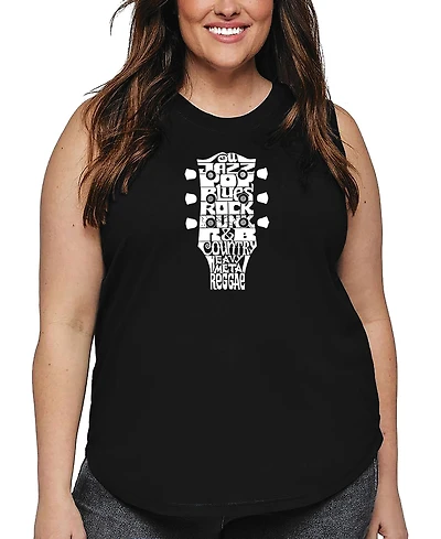 La Pop Art Plus Guitar Head Music Genres Word Tank Top