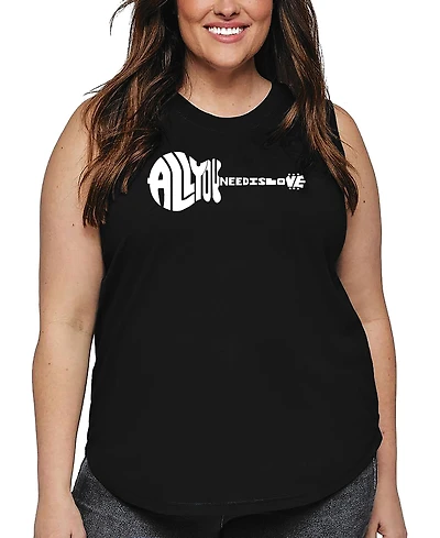 La Pop Art Plus All You Need Is Love Word Tank Top