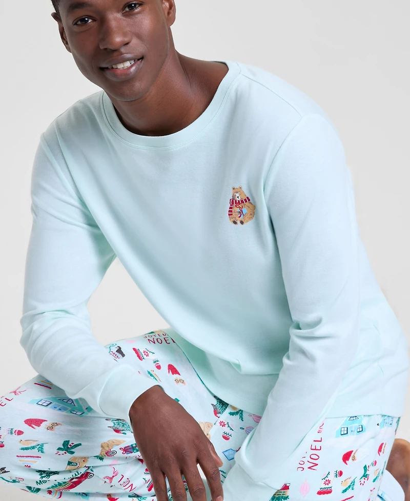 Holiday Lane Men's Winter Cotton Pajama Set, Macy's Exclusive