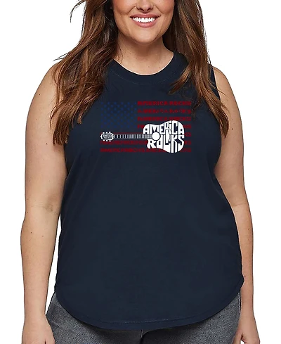 La pop Art Plus America Rocks Word Tank Top