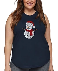 La Pop Art Plus Christmas Snowman Word Tank Top