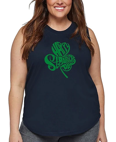 La Pop Art Plus St. Patrick's Day Shamrock Word Tank Top