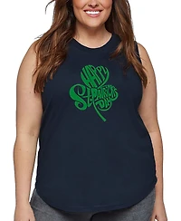 La Pop Art Plus St. Patrick's Day Shamrock Word Tank Top