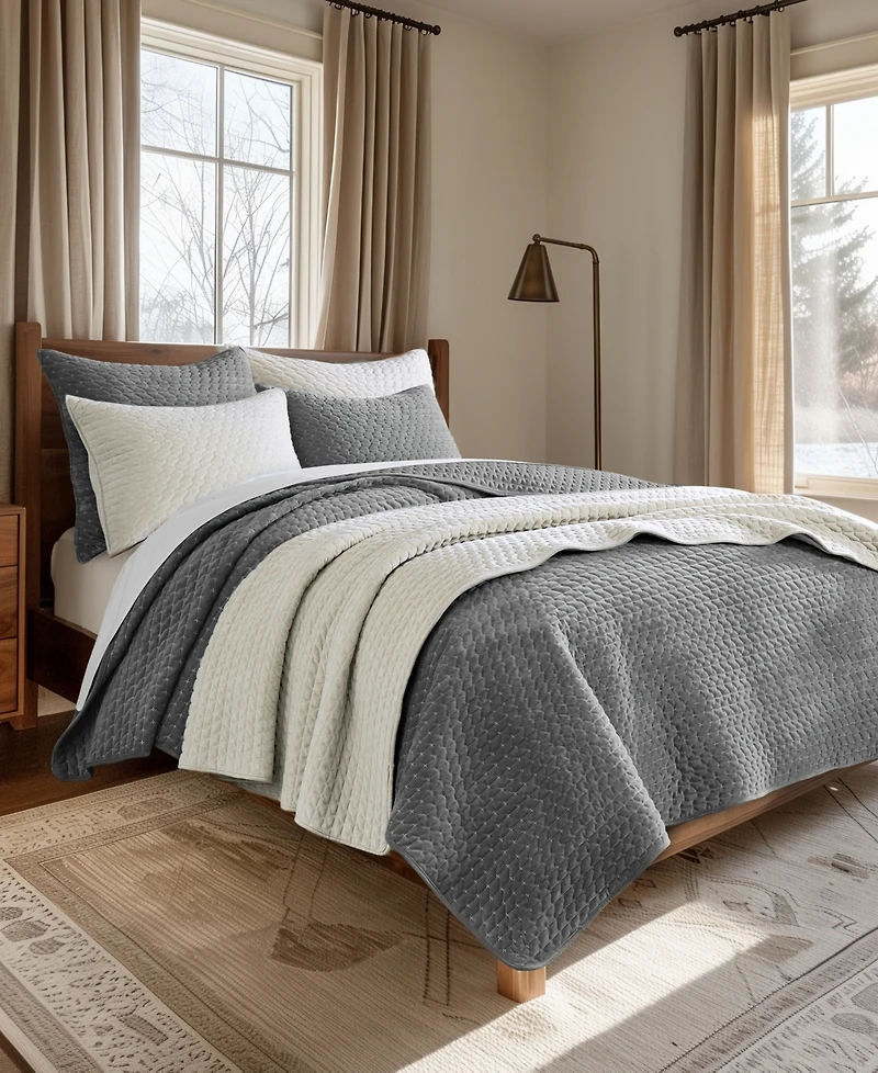 Levtex Velvet Stitch Reversible 3-Pc. Quilt Set, King/California King