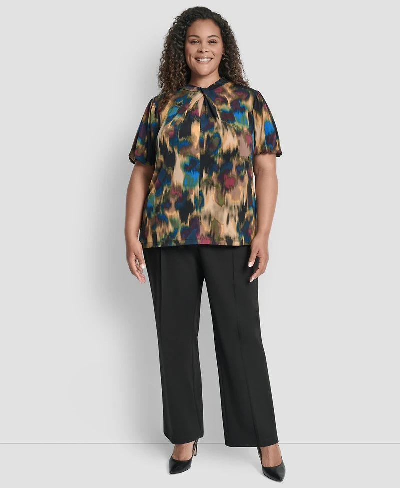 Dkny Plus Loop Neck Balloon Sleeve Top