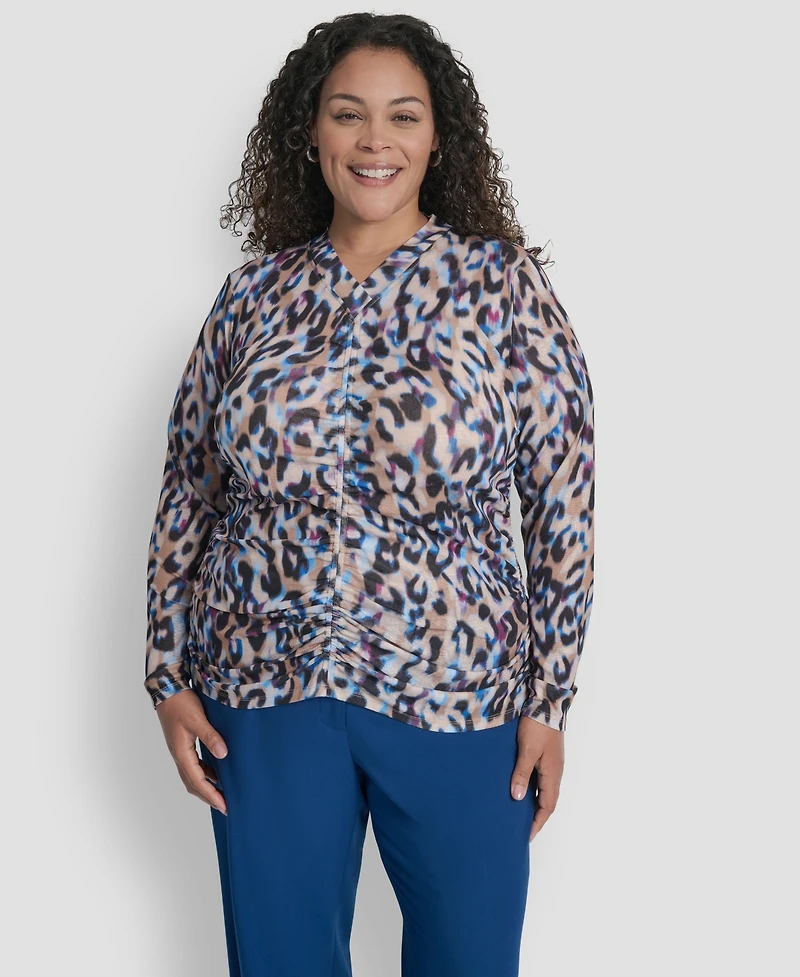 Dkny Plus Long Sleeve Tissue Mesh Top