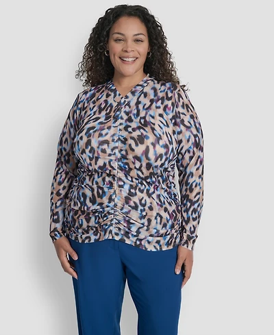 Dkny Plus Long Sleeve Tissue Mesh Top