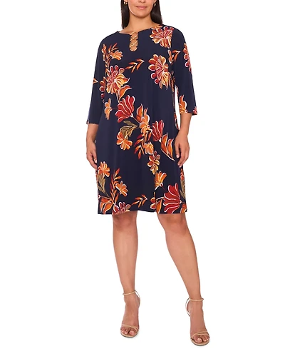 Msk Plus 3-Ring Shift Knee-Length Dress