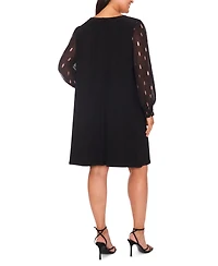 Msk Plus Clip Chiffon Long Sleeve Shift Dress