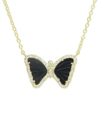 Kamaria Mini Butterfly Necklace with Black Onyx 14k Gold Plated Sterling Silver