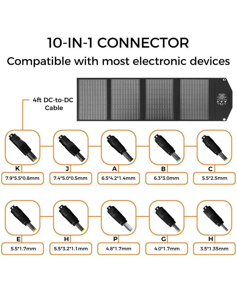 Portable Solar Panel, 40W Charge Capacity, Durable, Foldable and Easy to Carry