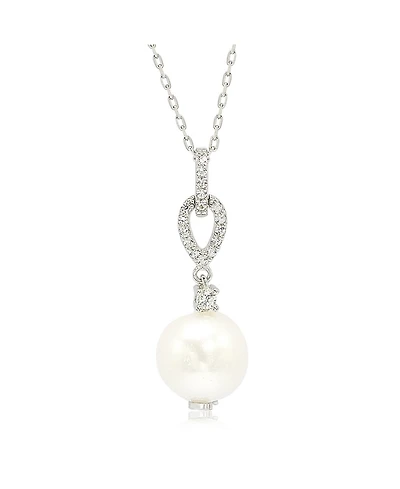 Suzy Levian New York Suzy Levian Sterling Silver Pearl & White Sapphire Dangle Pendant