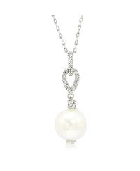 Suzy Levian New York Suzy Levian Sterling Silver Pearl & White Sapphire Dangle Pendant