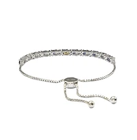 Suzy Levian New York Sterling Silver Sapphire & Created White Alternating Adjustable Bolo Bracelet