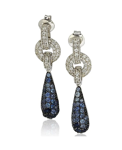 Suzy Levian Sterling Silver White Topaz Tear Drop Dangle Earrings