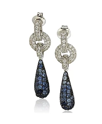 Suzy Levian Sterling Silver White Topaz Tear Drop Dangle Earrings