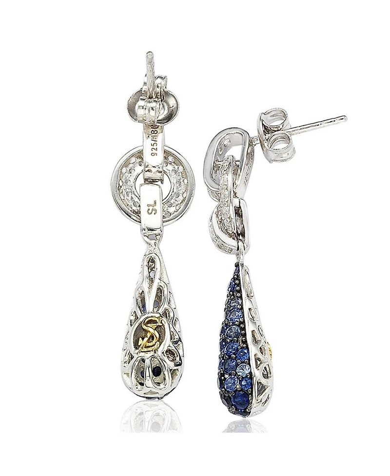 Suzy Levian Sterling Silver White Topaz Tear Drop Dangle Earrings