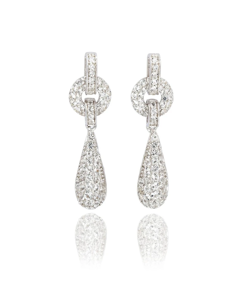 Suzy Levian Sterling Silver White Topaz Tear Drop Dangle Earrings