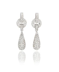 Suzy Levian Sterling Silver White Topaz Tear Drop Dangle Earrings