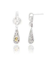 Suzy Levian Sterling Silver White Topaz Tear Drop Dangle Earrings