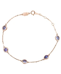 Suzy Levian 14K Gold 1.25 Cttw Round Cut Tanzanite Station Bracelet