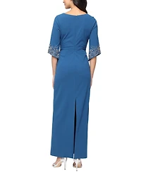 Alex Evenings Petite Long Stretch Crepe Column Dress