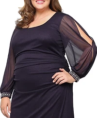 Sl Fashions Plus Long Glitter Mesh Dress