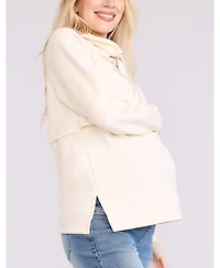 Motherhood Maternity Women's Funnel Neck Pullover Nursing Sweatshirt