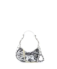 Pre-Owned Balenciaga Xs Le Cagole Graffiti Giant Studs Shoulder Bag Leather