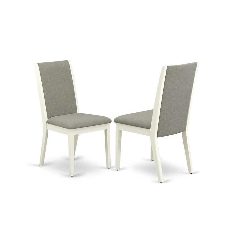East West Furniture 5 Piece Dining Table Set Consists of 1 Drop Leaves Dining Table and 4 Shitake Linen Fabric Dining Room Chairs with High Back