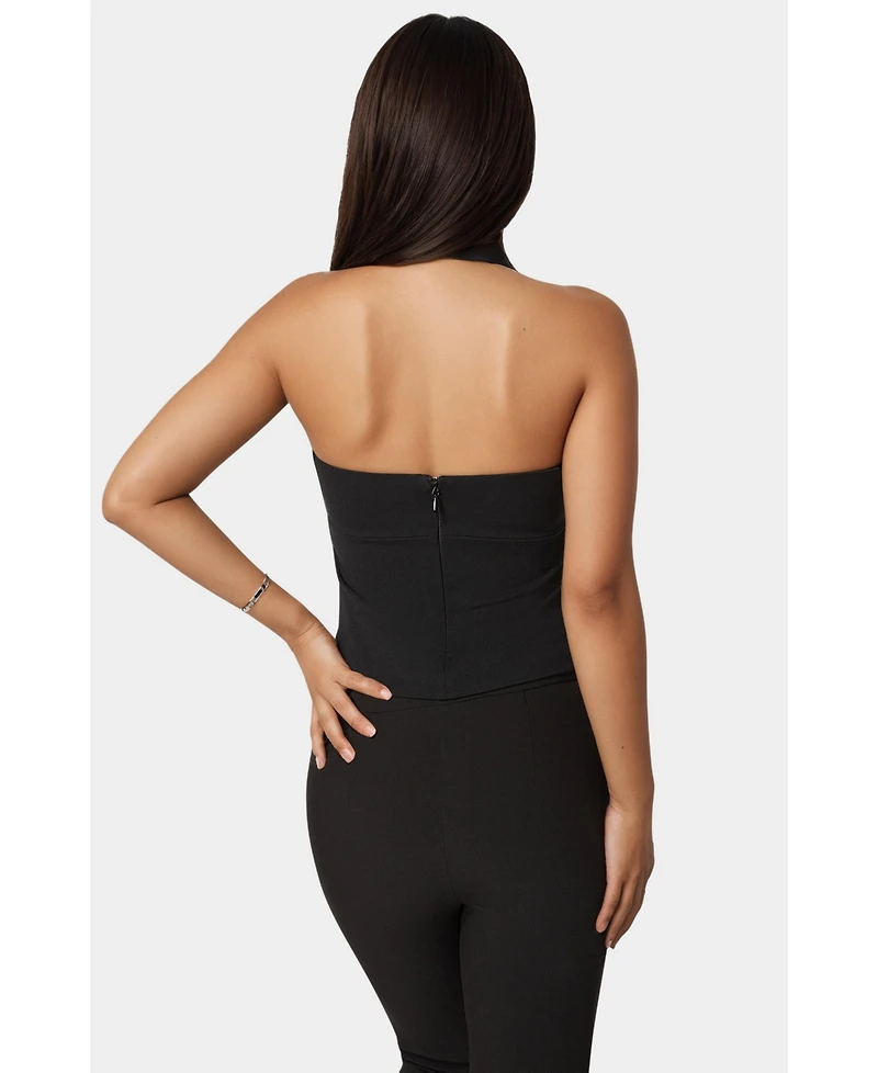 Bebe Women's Halter Neck Bead Sequin Top