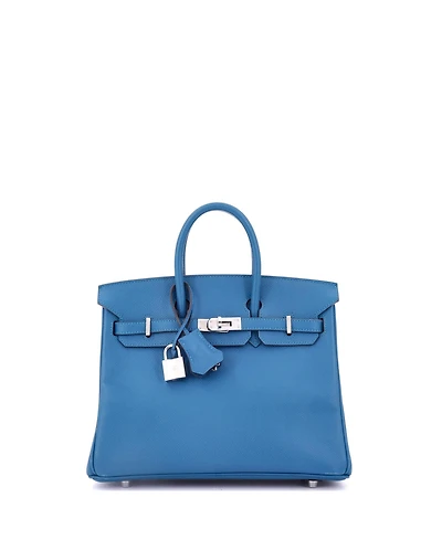Pre-Owned Hermes Birkin 25 Handbag Blue Epsom with Palladium Hardware