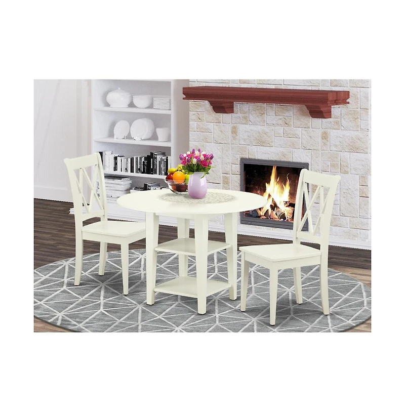 East West Furniture Dining Room Set Linen White