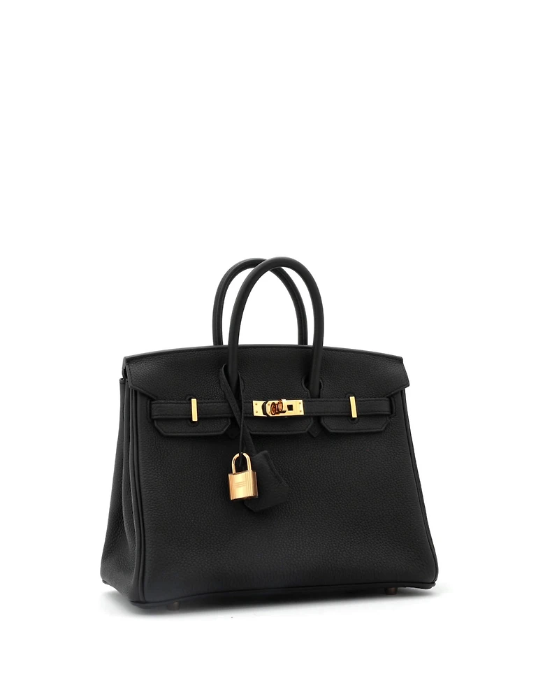 Pre-Owned Hermes Birkin 25 Handbag Black Togo with Rose Gold Hardware