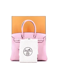 Pre-Owned Hermes Birkin 30 Handbag Pink Clemence with Palladium Hardware