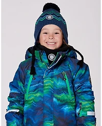 Deux par Boy Lined Peruvian Knit Pompom Hat Blue and Green - Toddler|Child