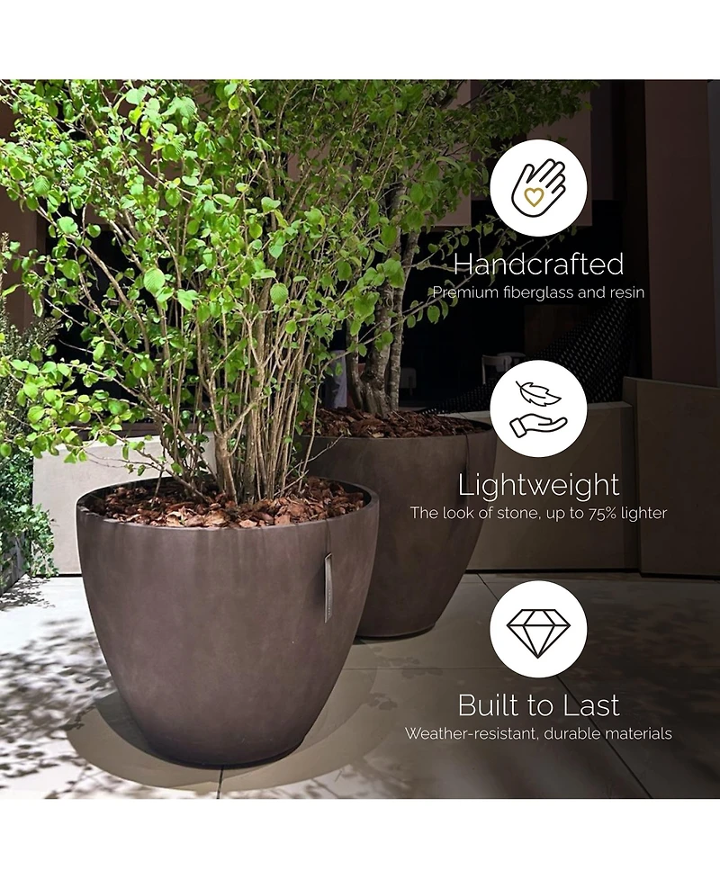 Cosapots Lupo Tapered Planter - Stone Finish Fiberglass Indoor/Outdoor and Weather-Resistant