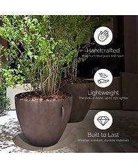 Cosapots Lupo Tapered Planter - Stone Finish Fiberglass Indoor/Outdoor and Weather-Resistant