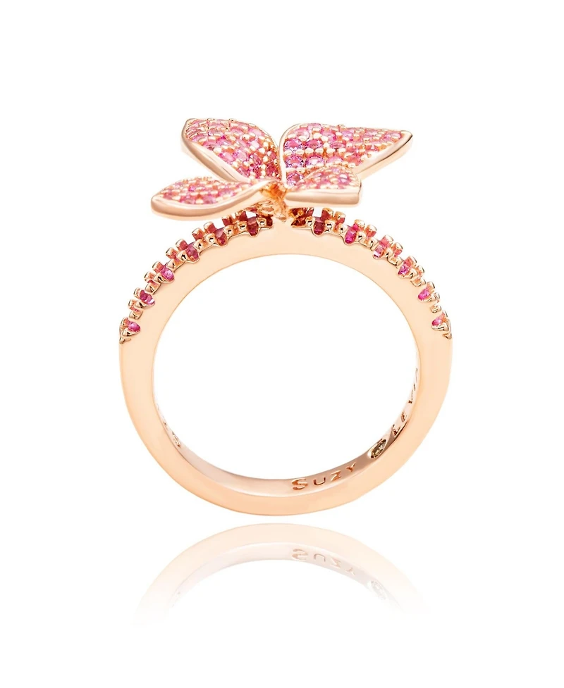 Suzy Levian New York Sterling Silver Sapphire Flower Ring