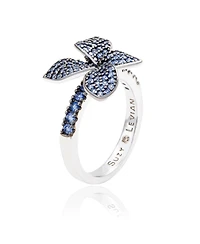 Suzy Levian New York Sterling Silver Sapphire Flower Ring